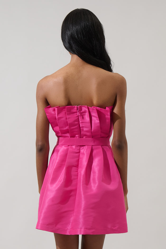 Lucida Strapless Pleated Mini Dress