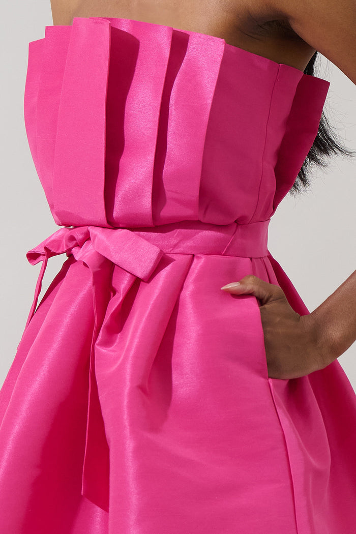 Lucida Strapless Pleated Mini Dress