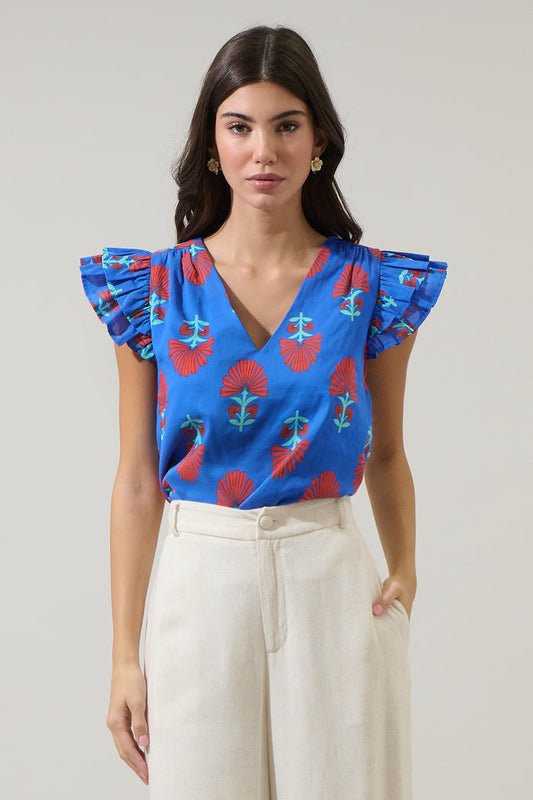Lucinda Floral Seni Ruffle Top