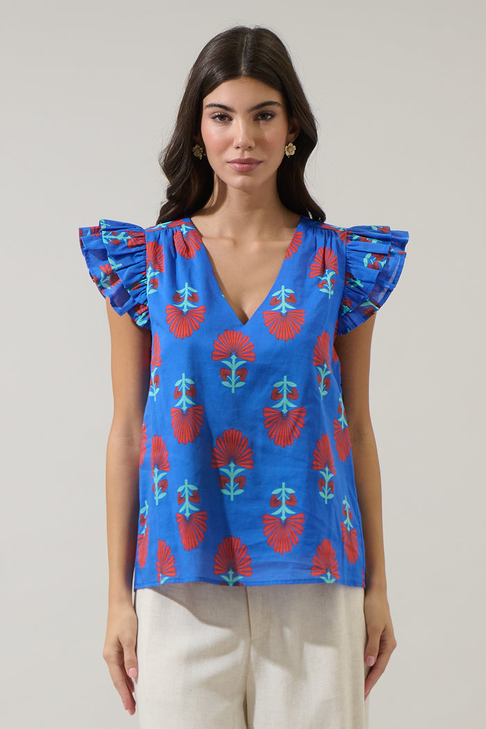 Lucinda Floral Seni Ruffle Top