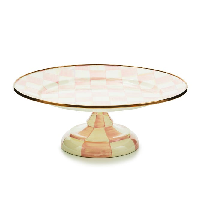 Mackenzie Childs Pedestal Rosy Check Platter