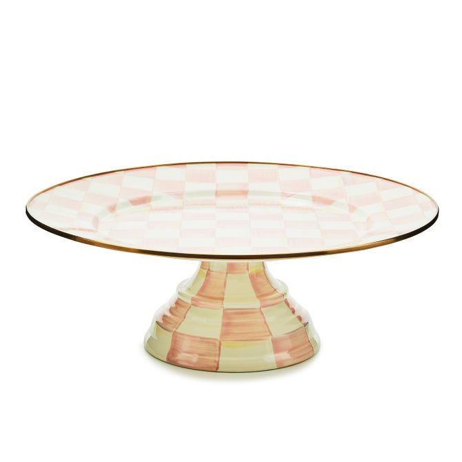 Mackenzie Childs Pedestal Rosy Check Platter