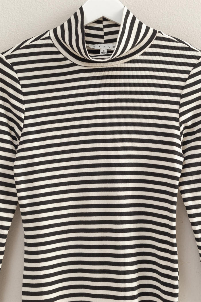 Maeve Fitted Stripe Turtleneck Pullover