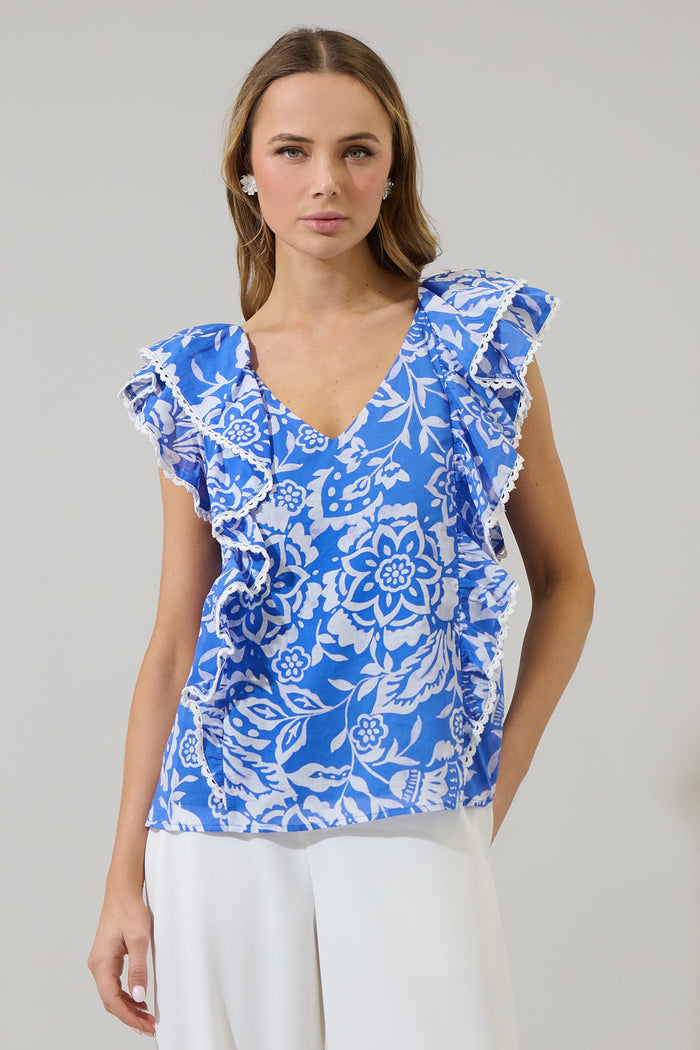Marny Floral Ziva Ruffle Blouse
