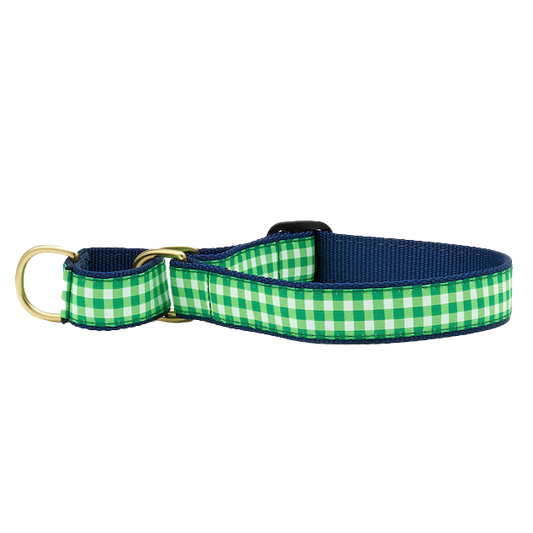 LIME-GINGHAM-DOG-COLLAR-MARTINGALE-NO-PULL