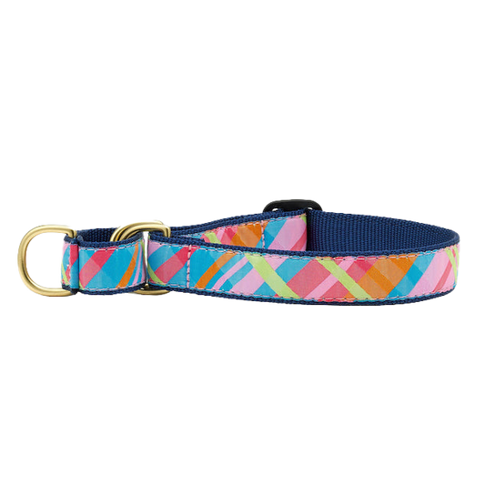 PINK-MADRAS-DOG-COLLAR-MARTINGALE-NO-PULL