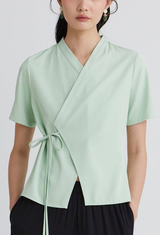 Maruya Faux Wrap Ribbon Top