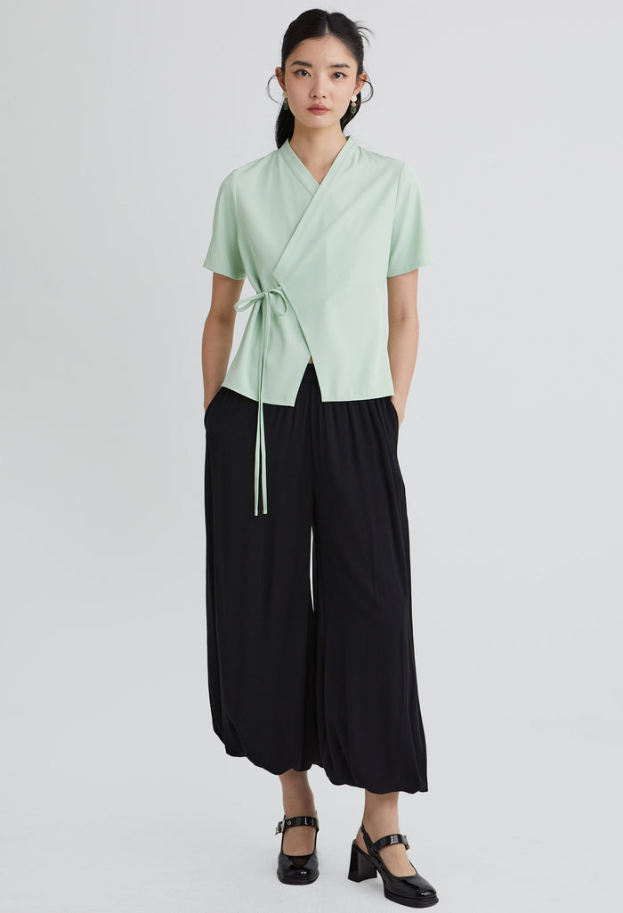 Maruya Faux Wrap Ribbon Top