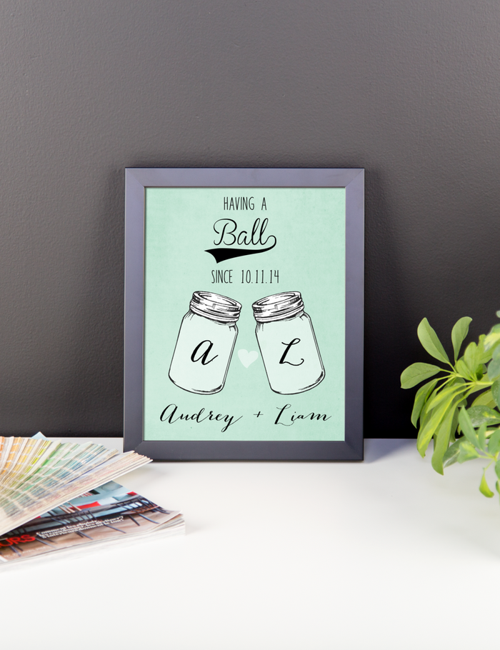 Couples Gift, Boyfriend, Girlfriend, Engagement, Wedding, Mason Jar, Print Framed or Canvas wedding art - INKtropolis