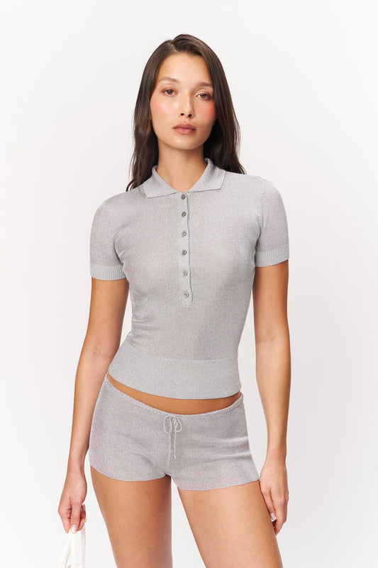 Mateo Metallic Short in Silver