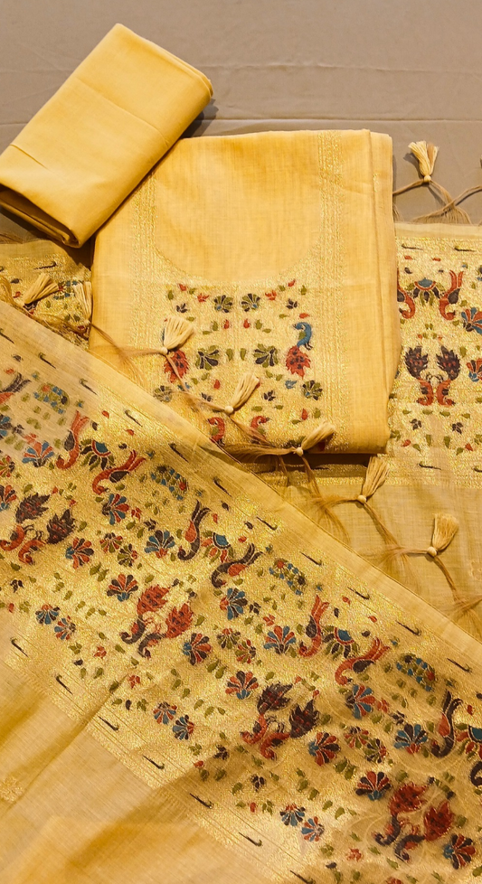 Mehr Aabroo Banarasi Cotton Silk Unstitched Suit