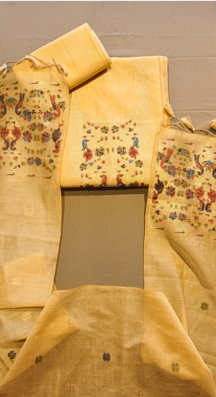 Mehr Aabroo Banarasi Cotton Silk Unstitched Suit