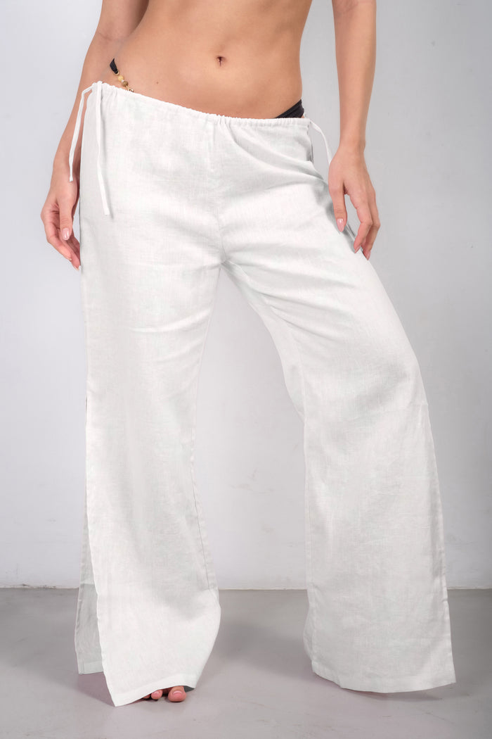 MELTEMI Drawstring Trousers in White