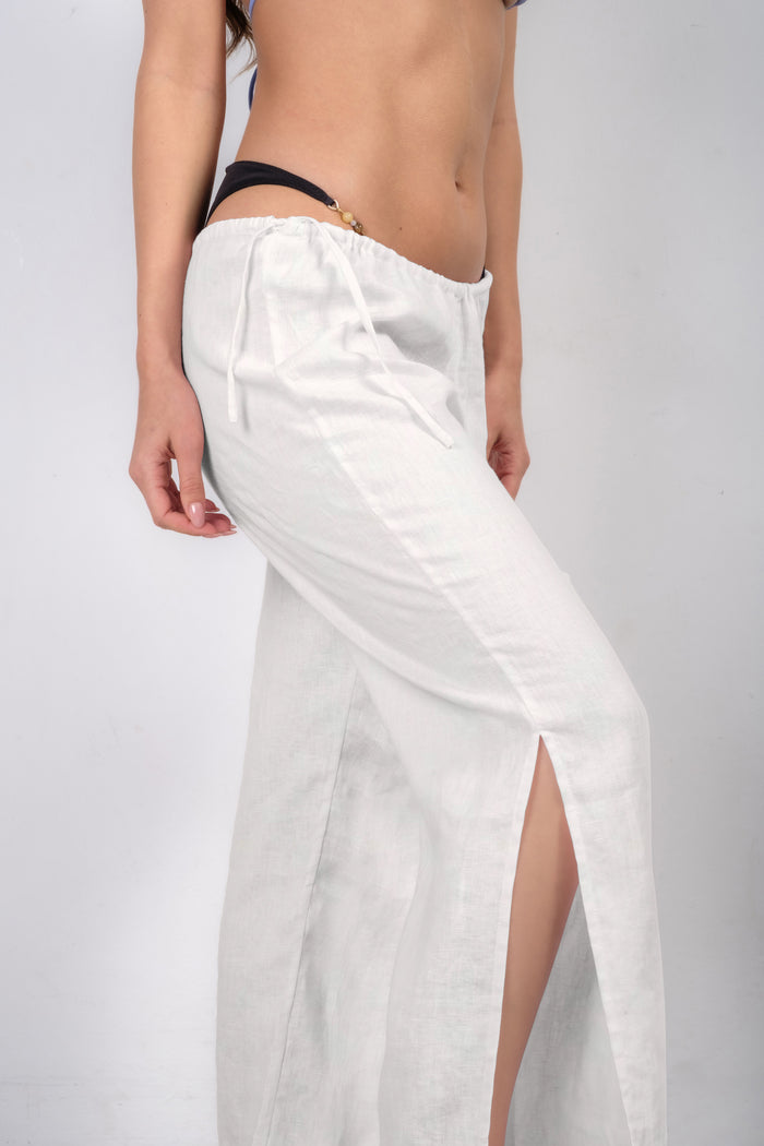 MELTEMI Drawstring Trousers in White