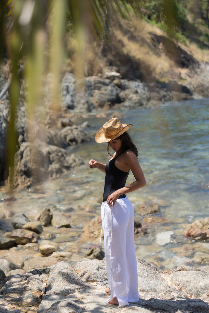MELTEMI Drawstring Trousers in White