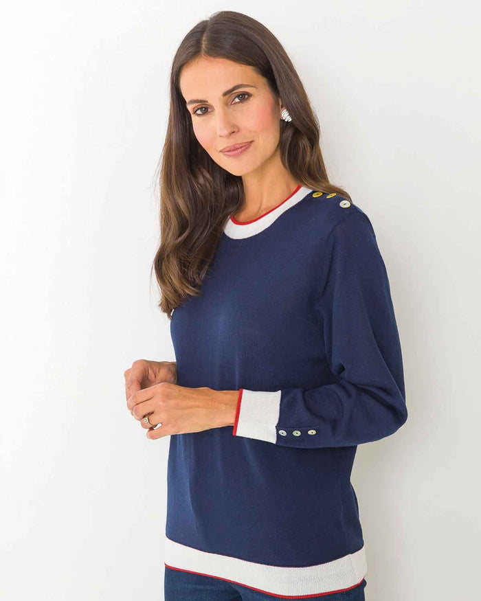 Merino Blend Della Stripe Detail Jumper - Image 1 - The Classic Boutique