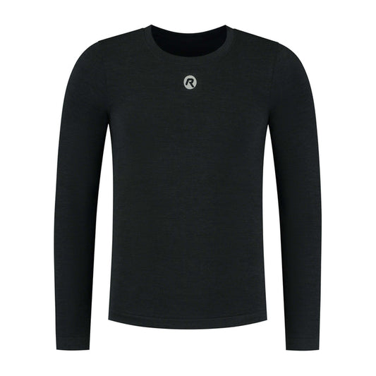 Rogelli Merino ondershirt lange mouwen zwart voorkant.