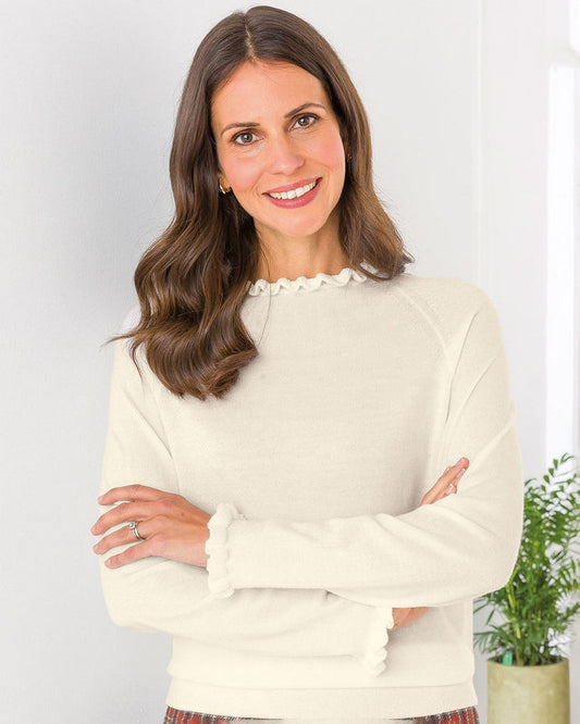 Merino Ruffle Jumper - Cream - The Classic Boutique