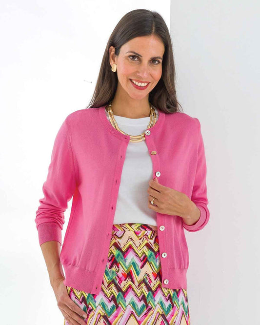 Merino Short Cardigan - Bubblegum - The Classic Boutique