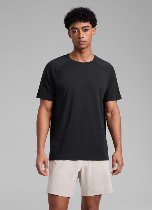 CRZ YOGA Men's Training Classic Fit Shirts Mech Short Sleeves Black