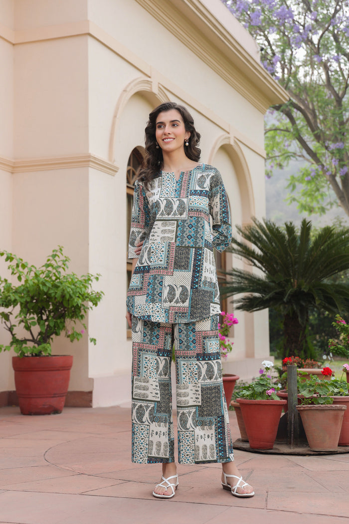 Miniature Metropolis Cotton Flex Palazzo Loungewear Set