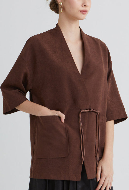 Mirra Oriental V-Neck Kimono Blouse