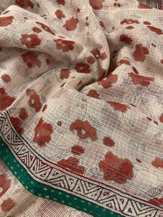Mishrita Terracotta Floral Kota Saree