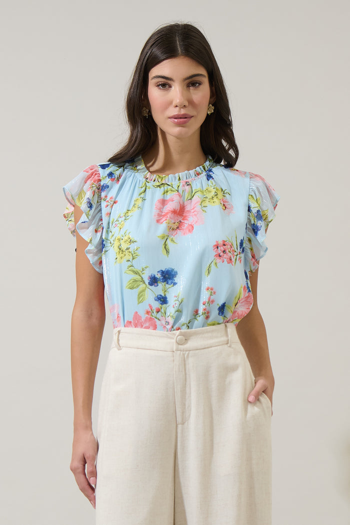 Missa Floral Veda Cap Sleeve Top