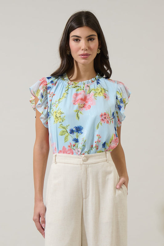 Missa Floral Veda Cap Sleeve Top