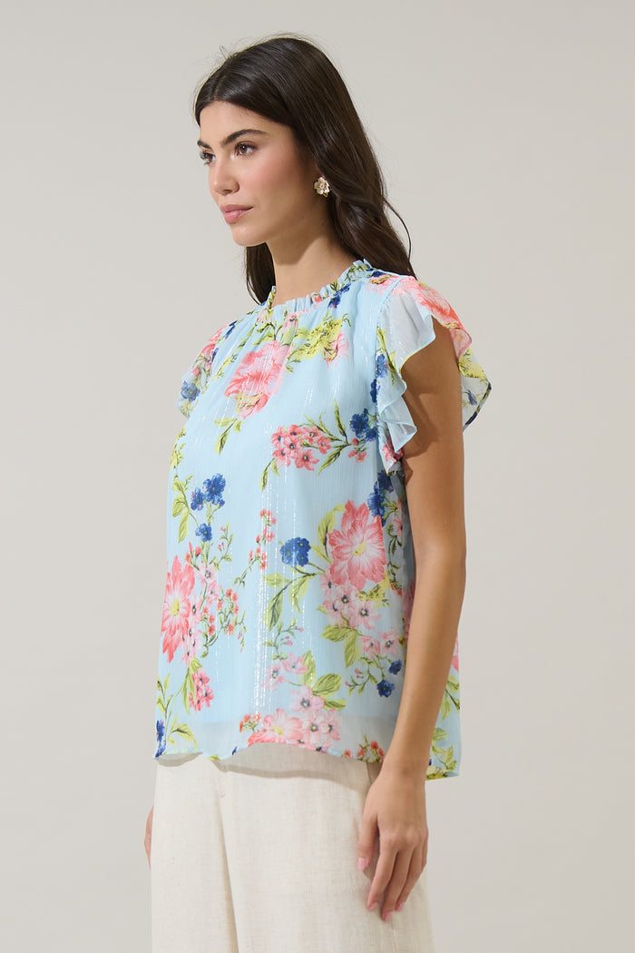 Missa Floral Veda Cap Sleeve Top