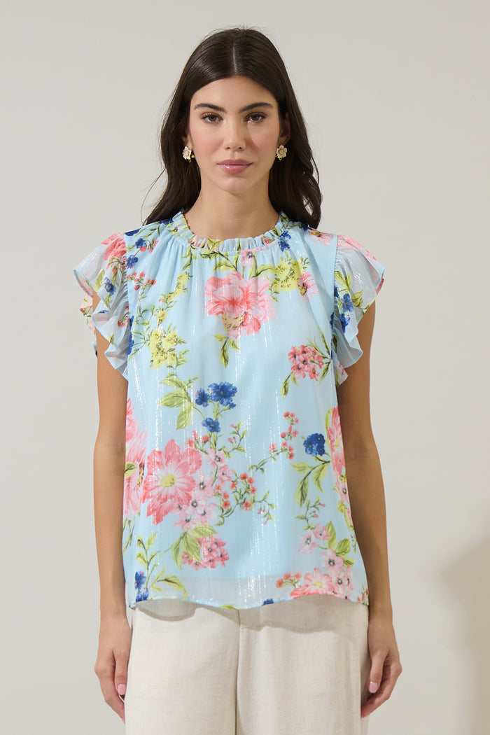 Missa Floral Veda Cap Sleeve Top