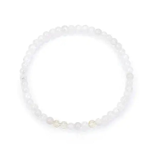 Moonstone and citrine beaded bracelet in white and gold, 4mm
