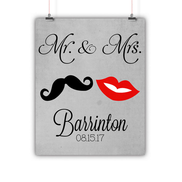 Couples Gift, Boyfriend, Girlfriend, Engagement, Wedding, Mr and Mrs Last Name, Poster, Print Framed or Canvas wedding art - INKtropolis