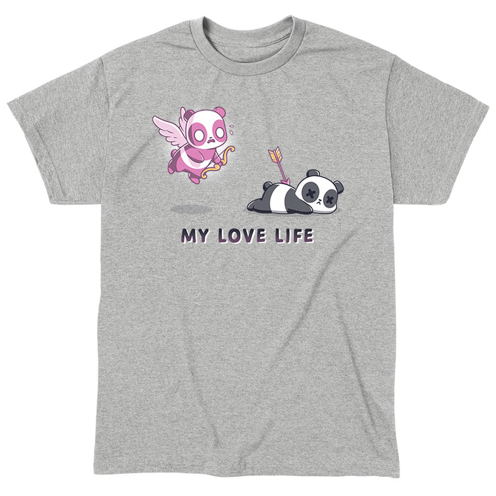 Classic Cotton T-shirt_TeeTurtle My Love Life silver gray t-shirt featuring Valentine's Day pandas.