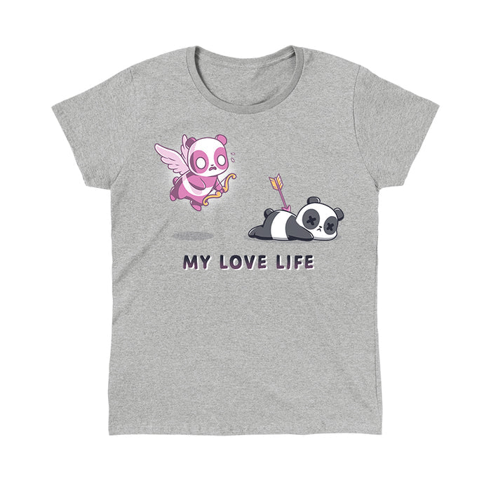 Classic Cotton T-shirt_TeeTurtle My Love Life silver gray t-shirt featuring Valentine's Day pandas.