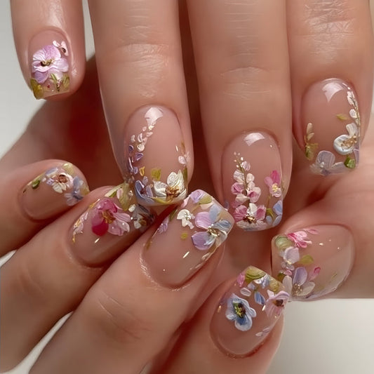 NA082 - 3D Embossed Floral Nails