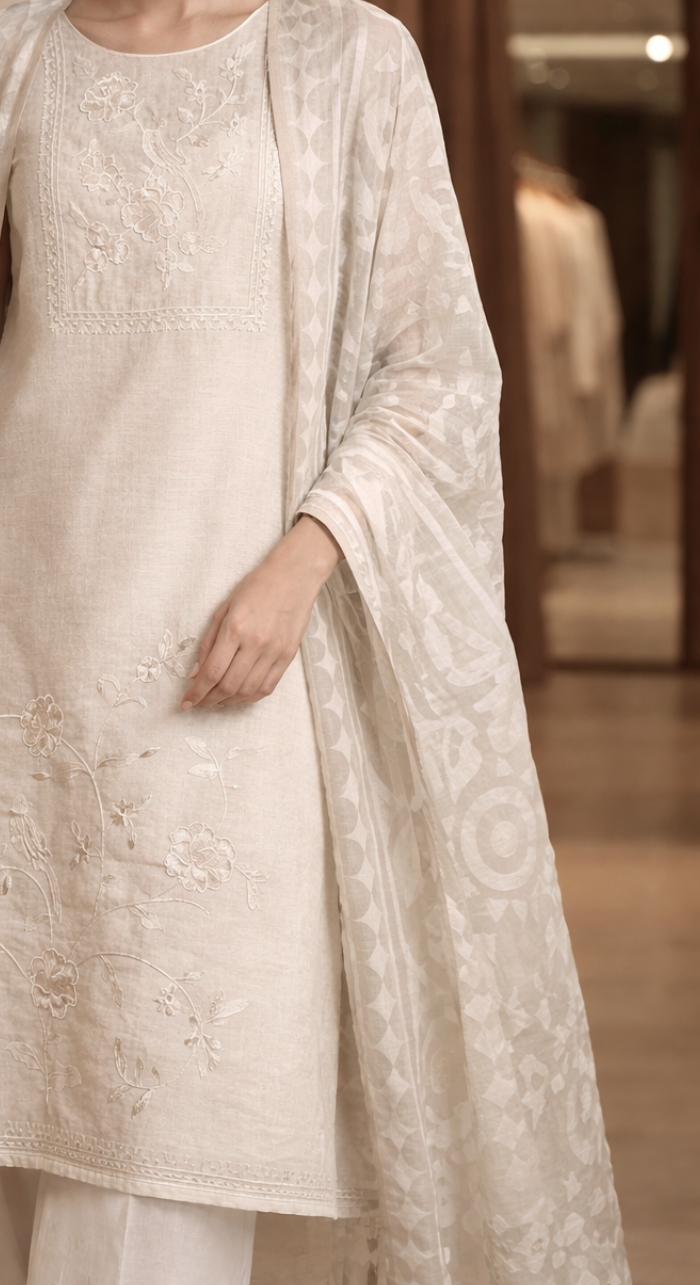 Nazakat Aura Chanderi Semi - Stitch Cotton Suit
