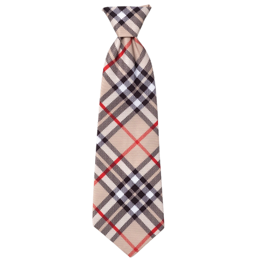 BIAS-PLAID-TAN-DOG-NECK-TIE