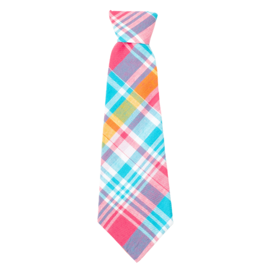 TURQUOISE-AND-PINK-MULTI-COLORED-MADRAS-PLAID-DOG-NECK-TIE