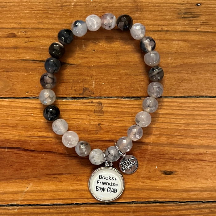 Books + Friends = Book Club (Clear Shades of Gray / Silver Hardware)