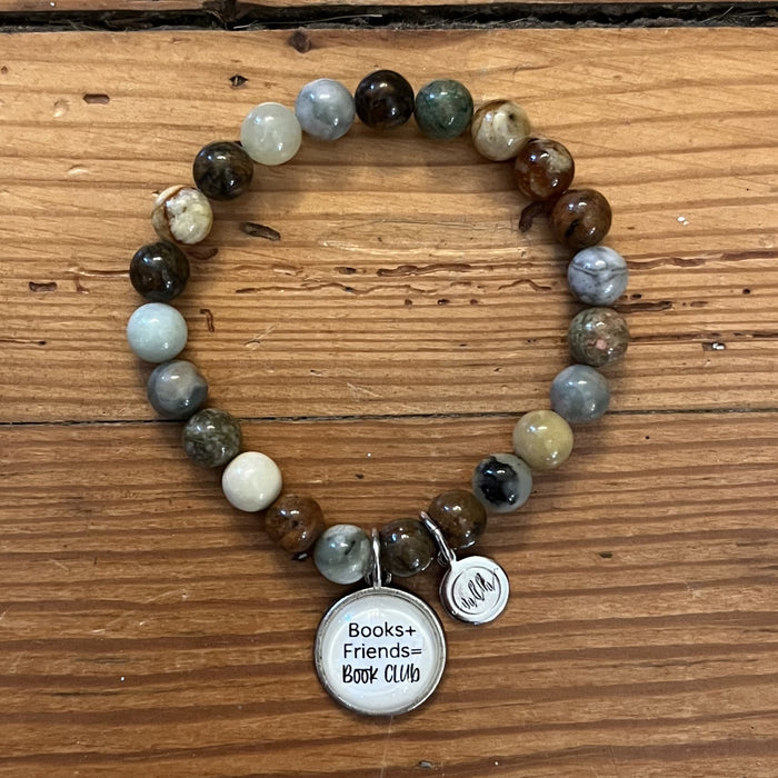 Books + Friends = Book Club (Brown & Gray Earth Tones)