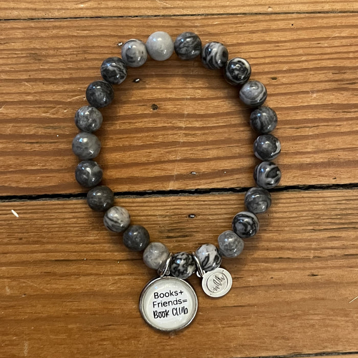 Books + Friends = Book Club (Marbled Black & Gray Shades)