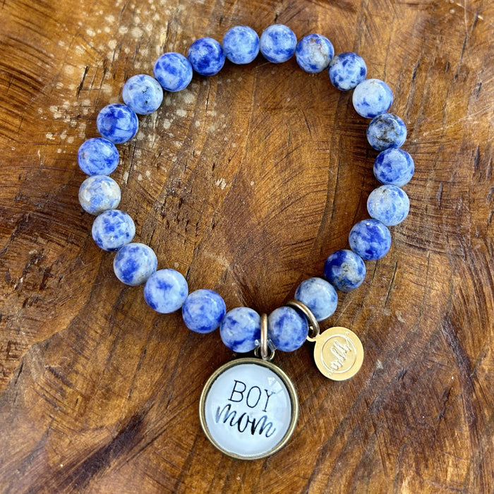 Boy Mom (Dark & Light Blue Marbled Beads)