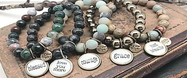 Beaded faith saying bracelets Book club