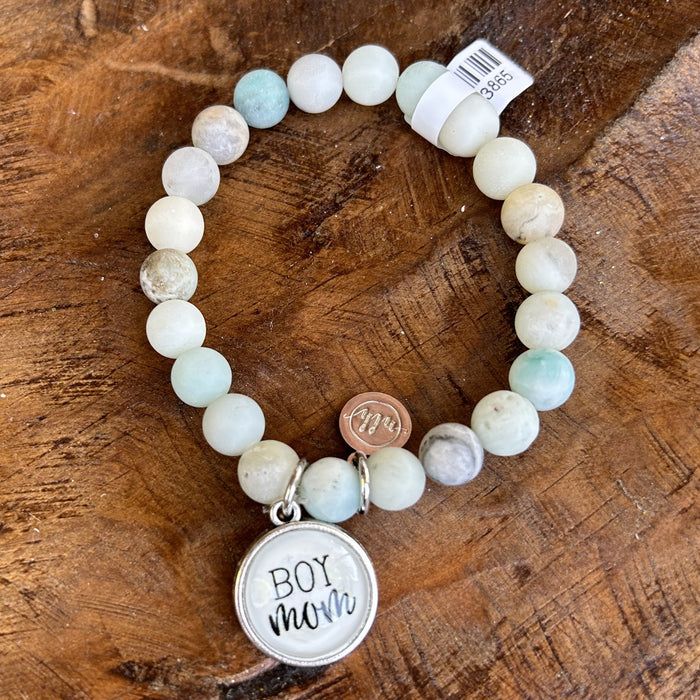Boy Mom (Muted Gray, Light Blue, Cream Beads)