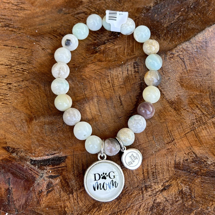 Dog Mom (Muted Blue, Gray, Beige, Cream Beads)