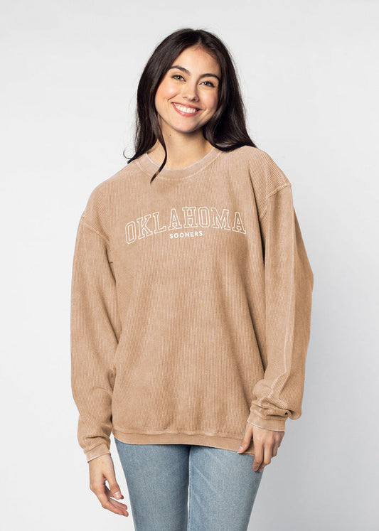 Oklahoma Sooners Women's Latte Corded Sweatshirt