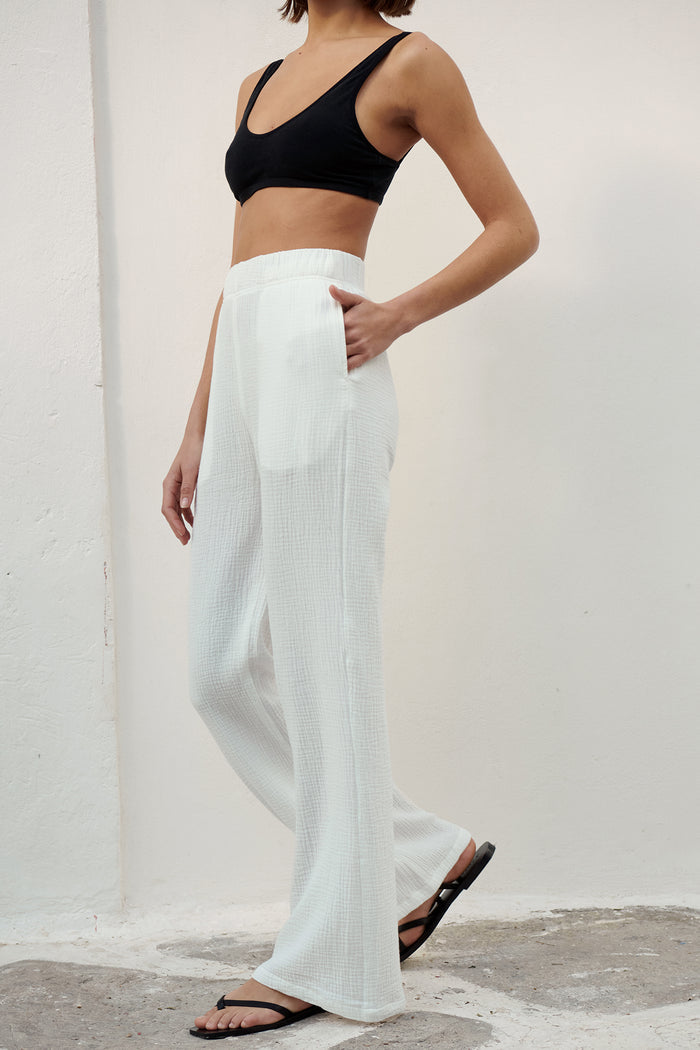 ONDINE Gauze Trousers in White