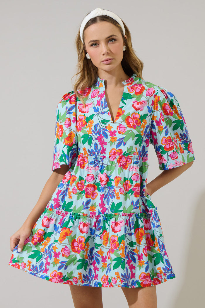 Orlena Floral Dixie Split Neck Shift Dress