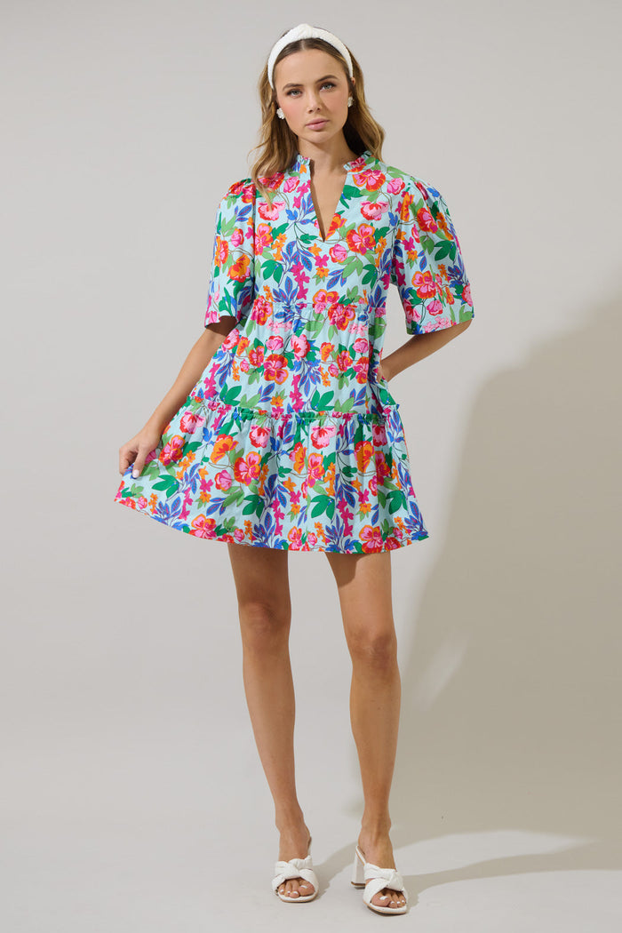 Orlena Floral Dixie Split Neck Shift Dress